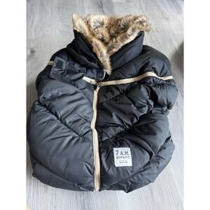 7am Enfant Car Seat Cocoon Black With Faux Fur